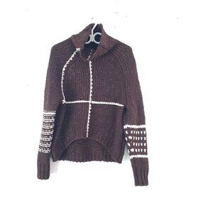 BDG Urban Outfitters cable knit brown sweater oversize cropped women's XS chunky